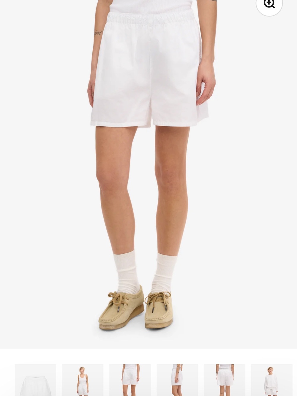 Colorful Standard Women's White Elastic-Waist Cotton Shorts Small
